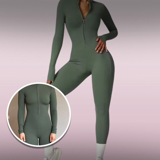 tenue-yoga-confortable-combinaison-femme-verte