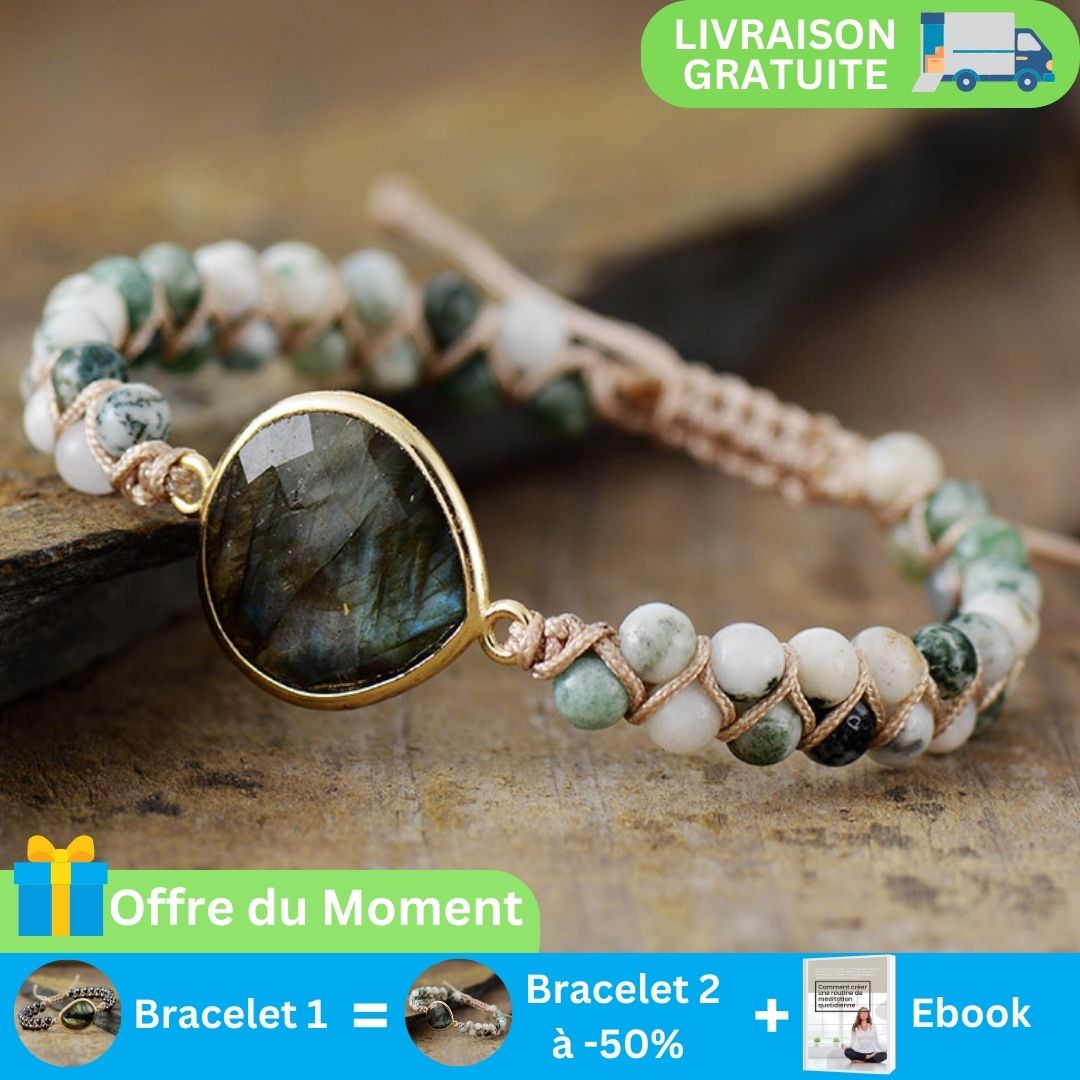 Bracelet Pierre Naturelle Labradorite Onyx Offre Marketing