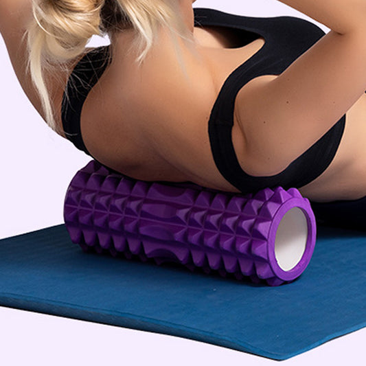 rouleau-pilates-massage-musculaire-exercice-dos-violet